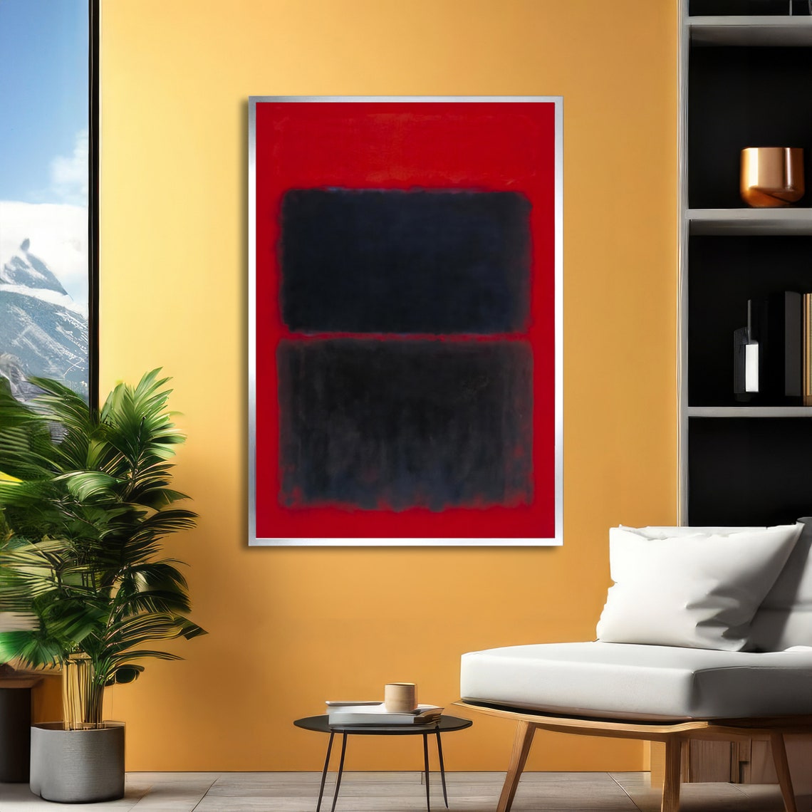 Bold Black on Crimson Red Rothko Style Abstract Color Poster - Image 3