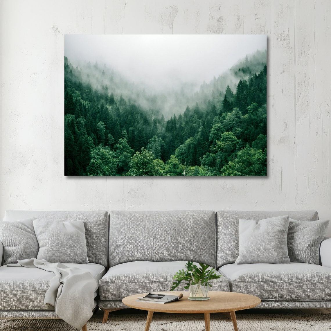 Enchanted Forest Mist Serene Nature Art Misty Forest Landscape Ready To Hang - Image 5