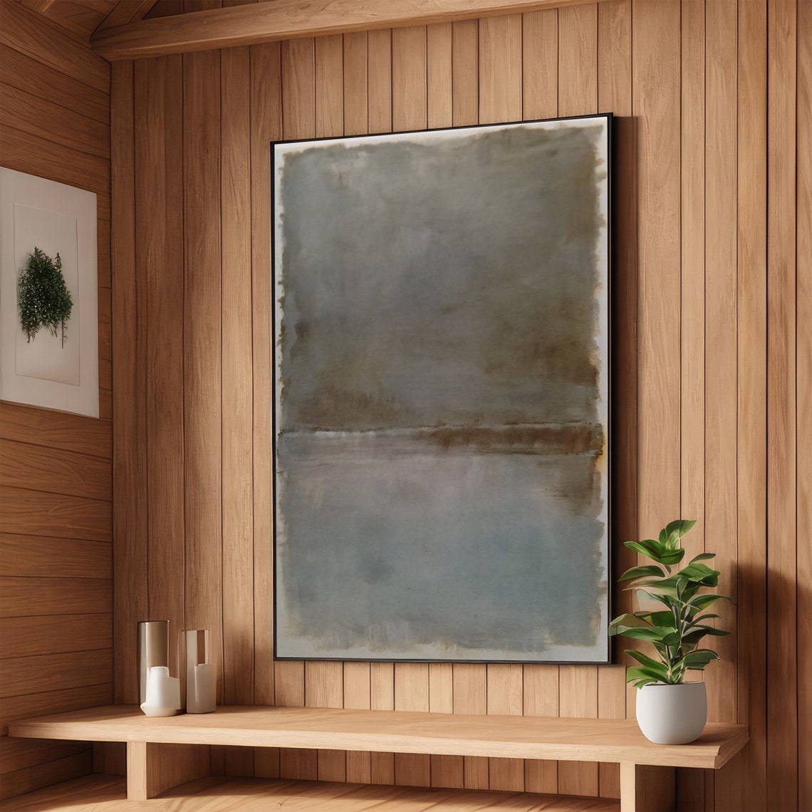 Gentle Soft Grey Brown and Blue Rothko Style Abstract Poster