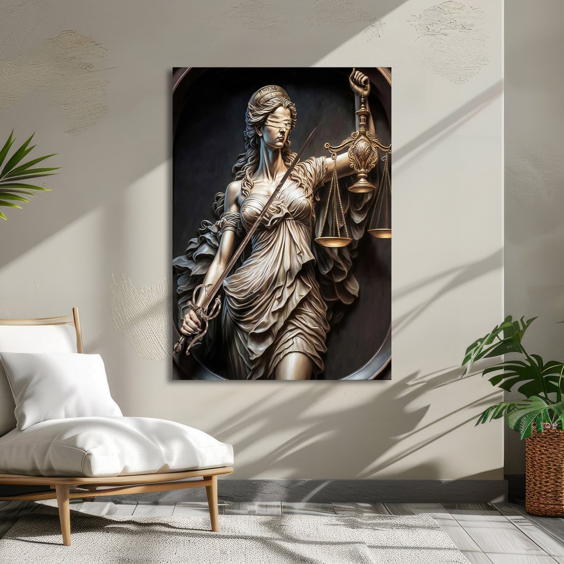 Lady Justice Blindfolded Holding Scales and Sword Classical Art Poster - Image 5