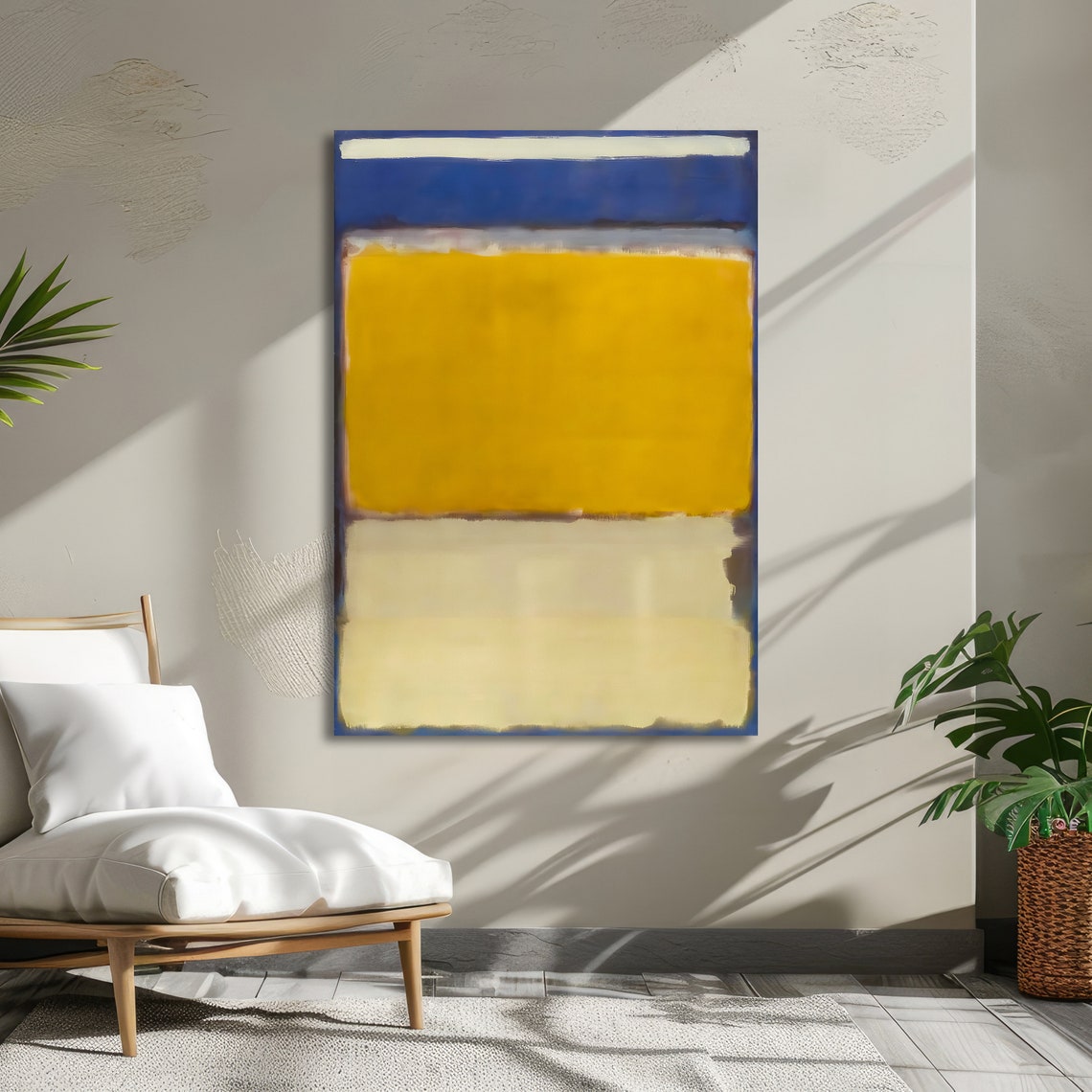 Radiant Golden Yellow Blue and Cream Rothko Style Abstract Poster - Image 5