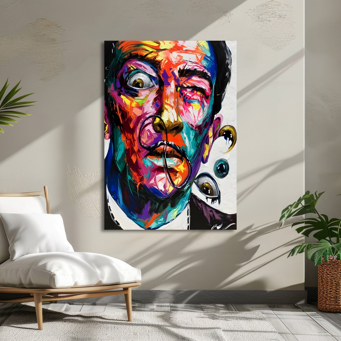 Salvador Dali Inspired Colorful Surreal Portrait Vibrant Art Poster - Image 5
