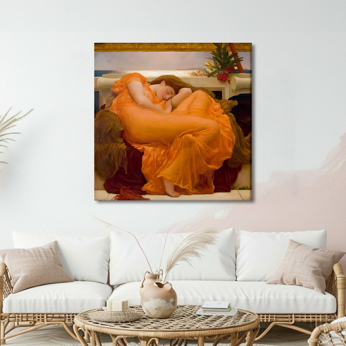 Leighton Flaming June Sleeping Woman in Orange Drapery Poster - Image 5