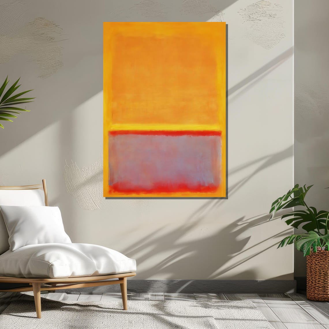 Abstract Expressionist Yellow Lavender and Red Color Fields Art Poster - Image 3