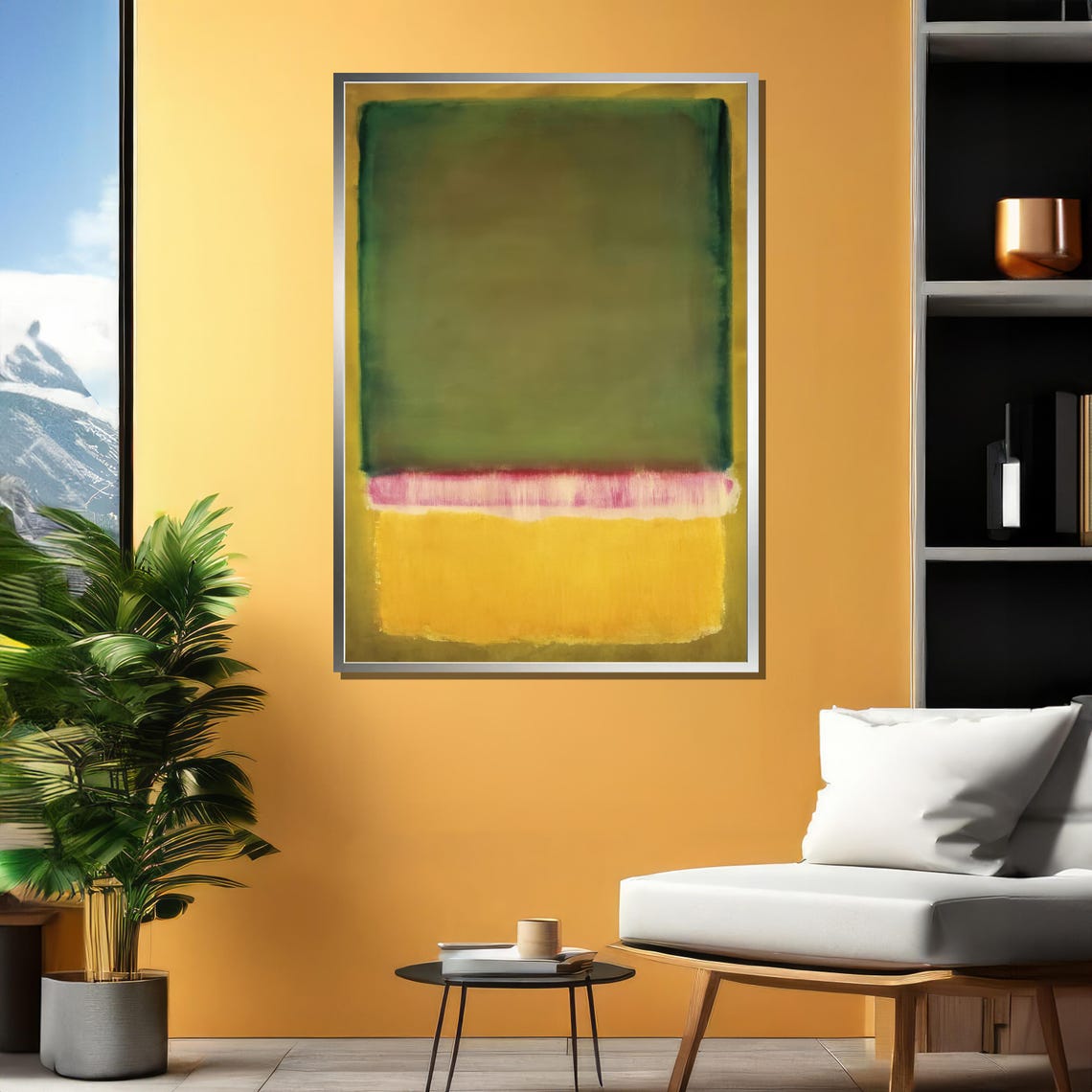 Green Yellow Pink Color Field Abstract Modern Art Gallery Poster - Image 4