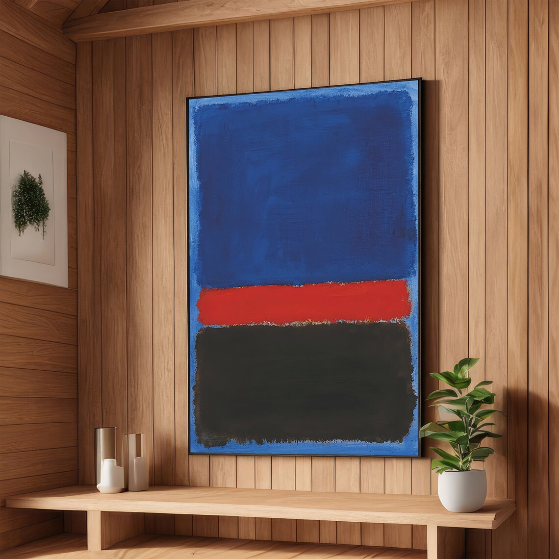 Cobalt Blue Red and Black Rothko-Inspired Color Block Poster