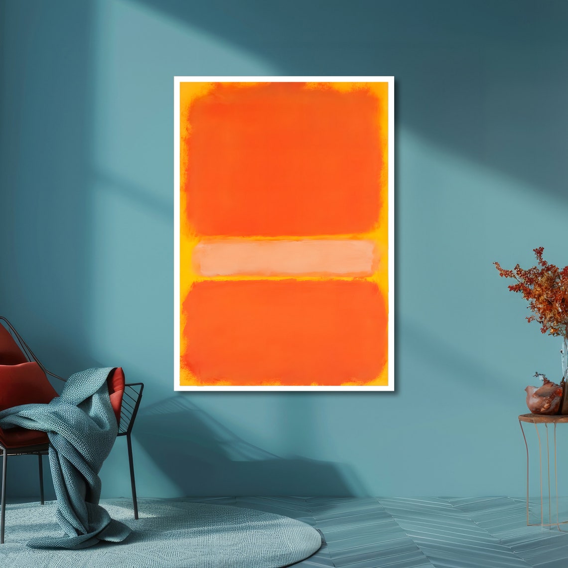 Fiery Tangerine on Golden Yellow Rothko Style Abstract Poster - Image 6