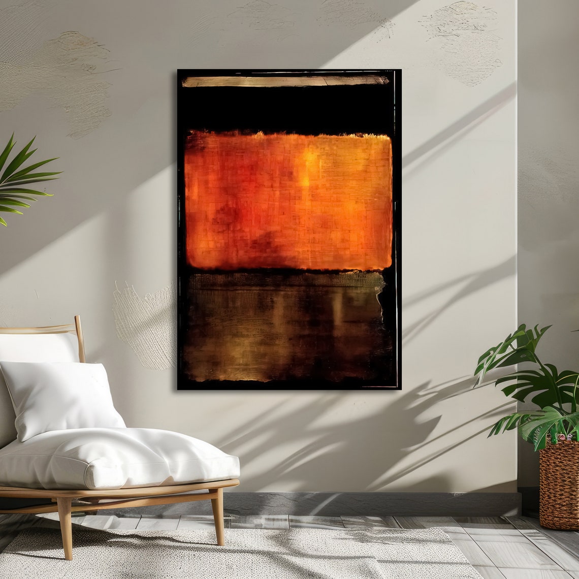 Fiery Red Horizon Rothko-Inspired Dark Abstract Color Field Poster - Image 5