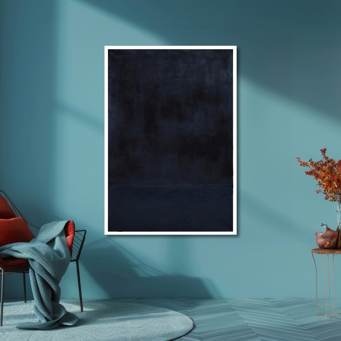 Midnight Blue Mark Rothko Inspired Dark Abstract Night Sky Art Poster - Image 2