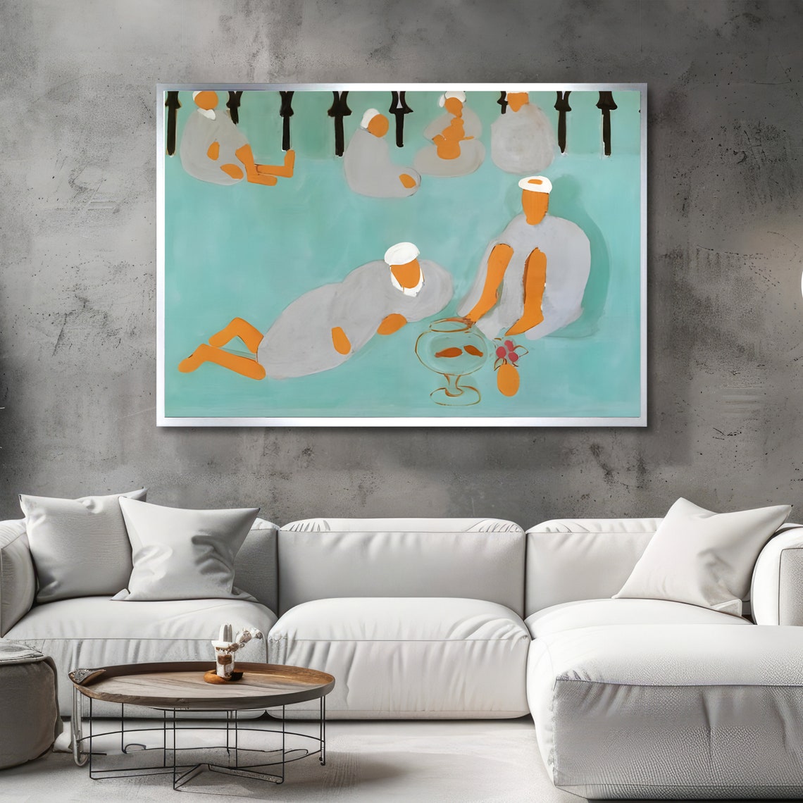 Bathers In Pool Matisse Inspired Art Bold Abstract Print Modern Wall Art Ready To Hang Decoration - Image 2