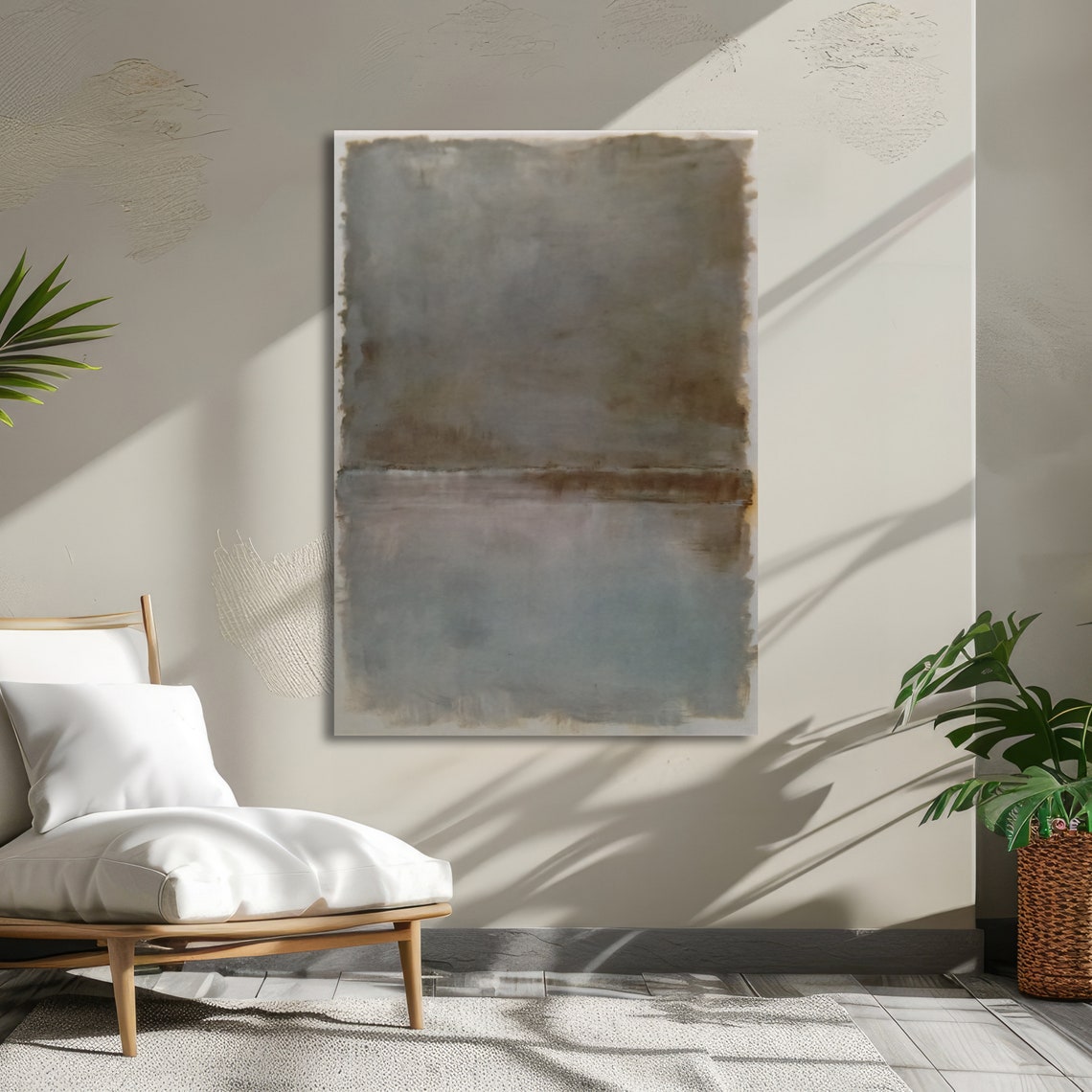 Gentle Soft Grey Brown and Blue Rothko Style Abstract Poster - Image 5