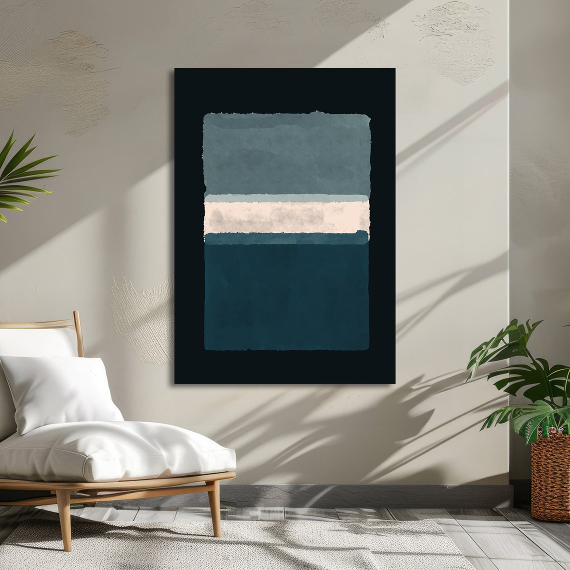Slate Grey and Teal Abstract Poster in Rothko Color Field Style - Image 6