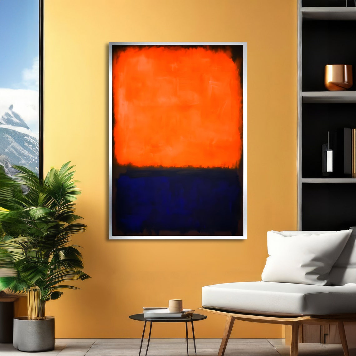 Tangerine Orange and Cobalt Blue Rothko Style Abstract Poster - Image 6