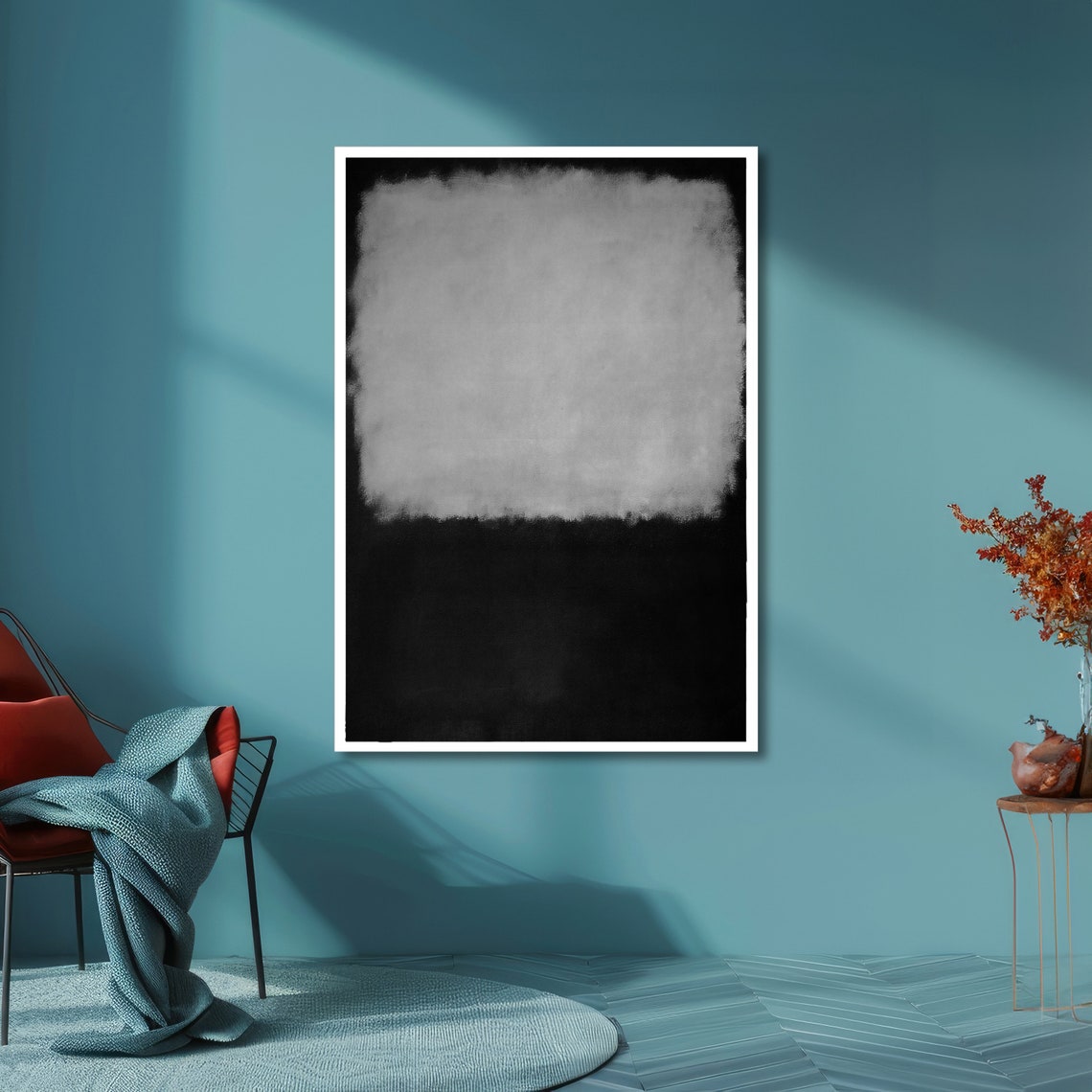 Monochrome Black and White Abstract Poster in Bold Rothko Style - Image 6
