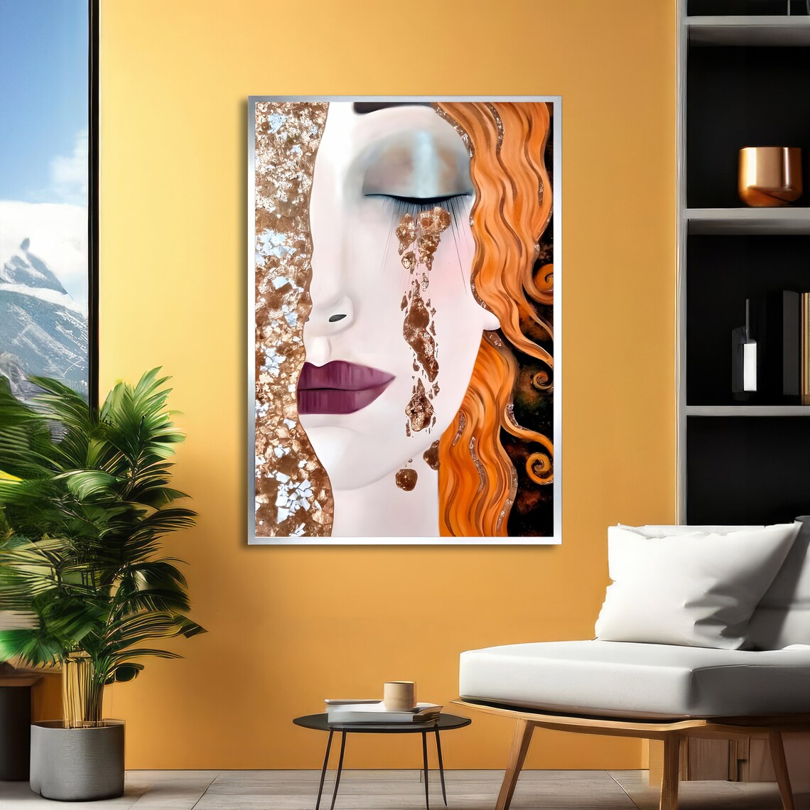 Copper Tears Golden Woman Portrait in Klimt Style Art Poster - Image 5