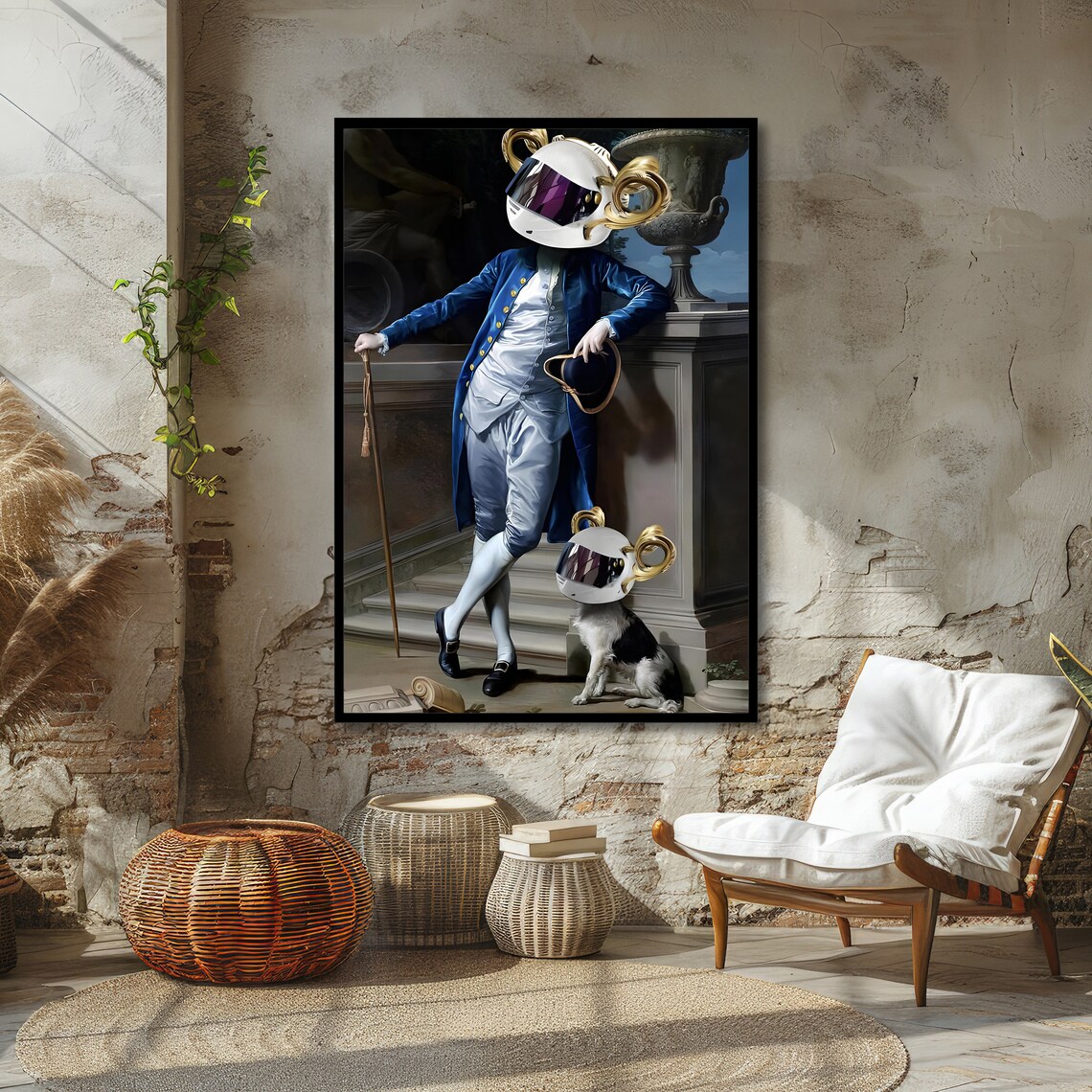 Renaissance Nobleman in Space Helmet Surreal Futuristic Poster - Image 4