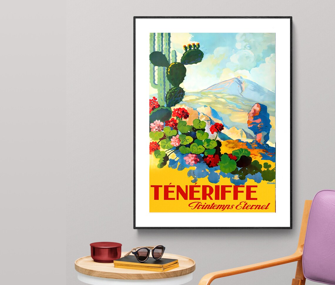 Teneriffe Spain Vintage Travel Poster, Place Print