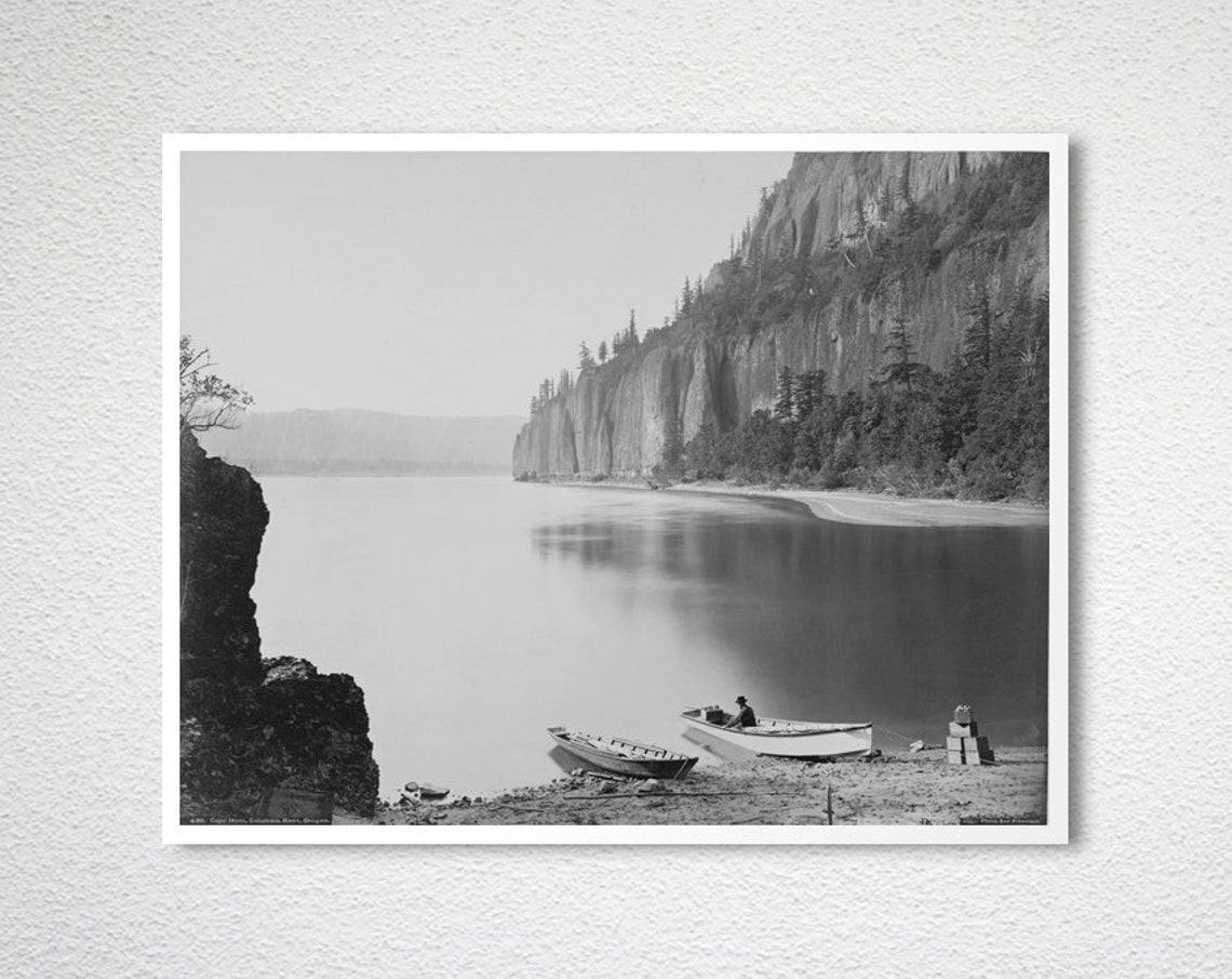 Cape Horn Columbia River Vintage Black and White River Photo Poster - Image 2