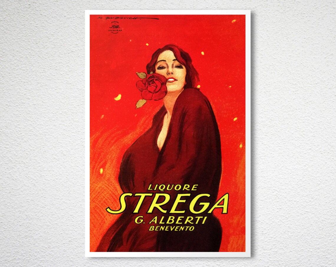 Liquore Strega G Alberti Benevento Vintage Italian Liqueur Poster - Image 2