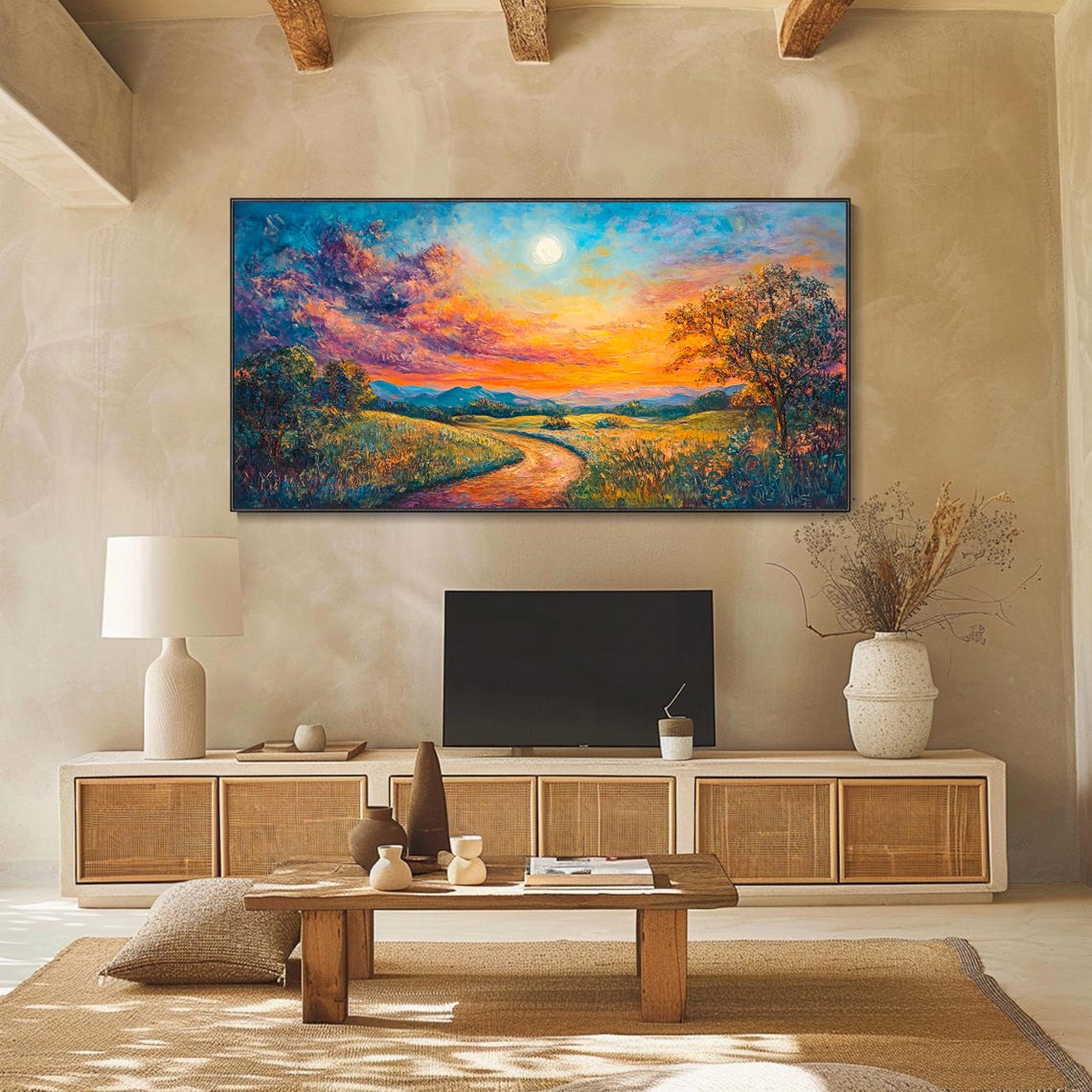 Sunset Country Road Golden Fields Dramatic Clouds Countryside Poster - Image 2