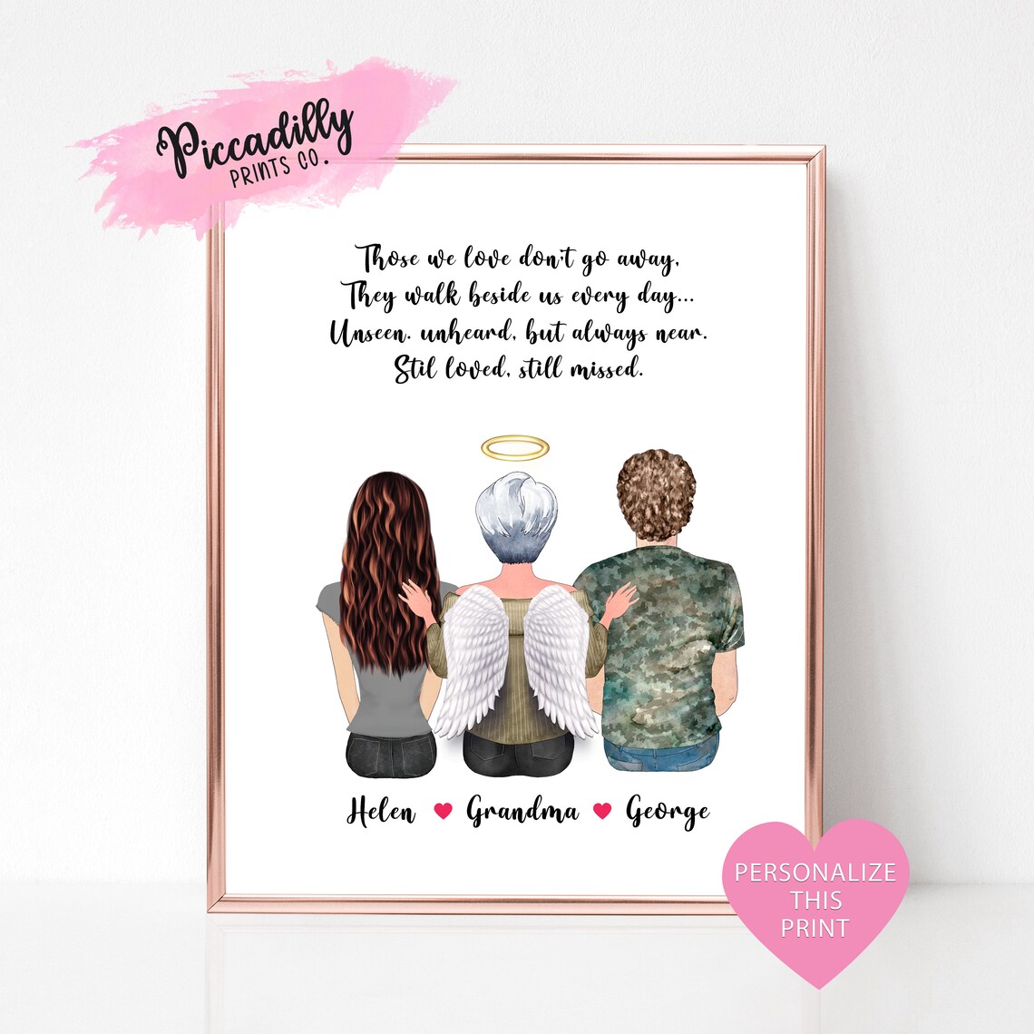 Custom Family Memorial In Heaven Portrait Print