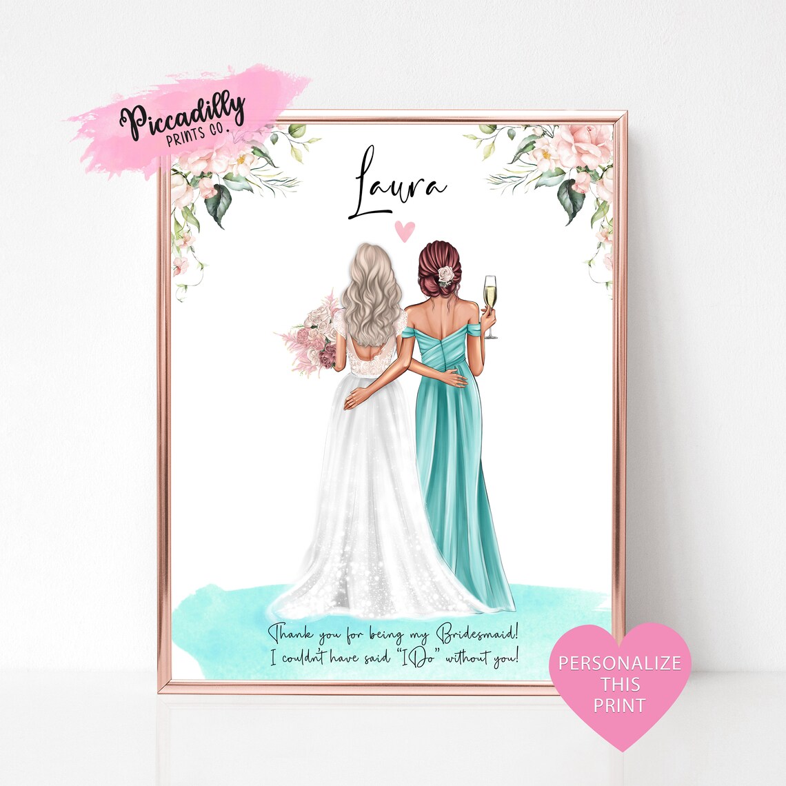 Personalized Bridesmaid Thank You Proposal Keepsake Print