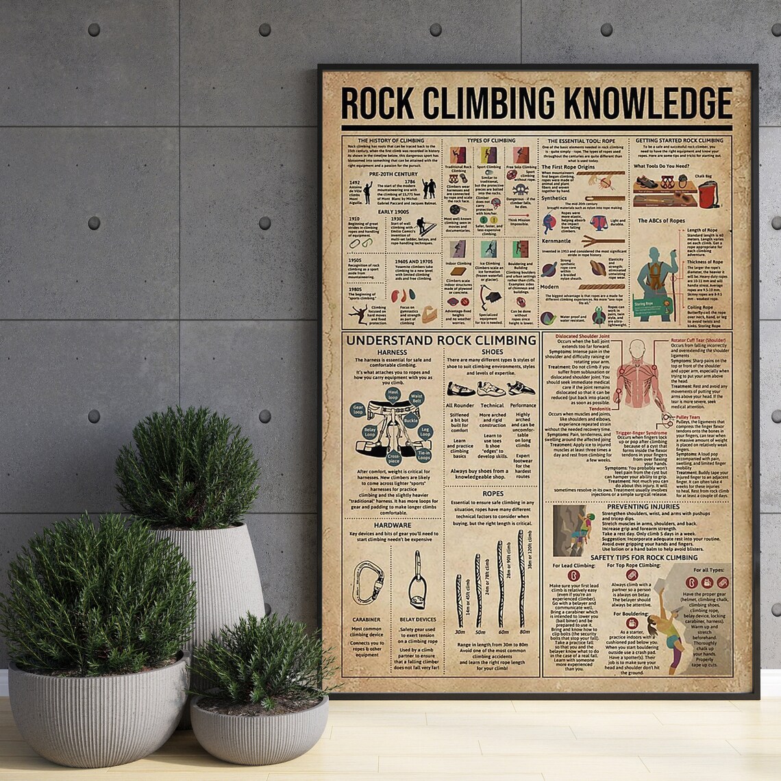 Rock Climbing Knowledge Poster, Types Of Climbing Art Print - Image 3