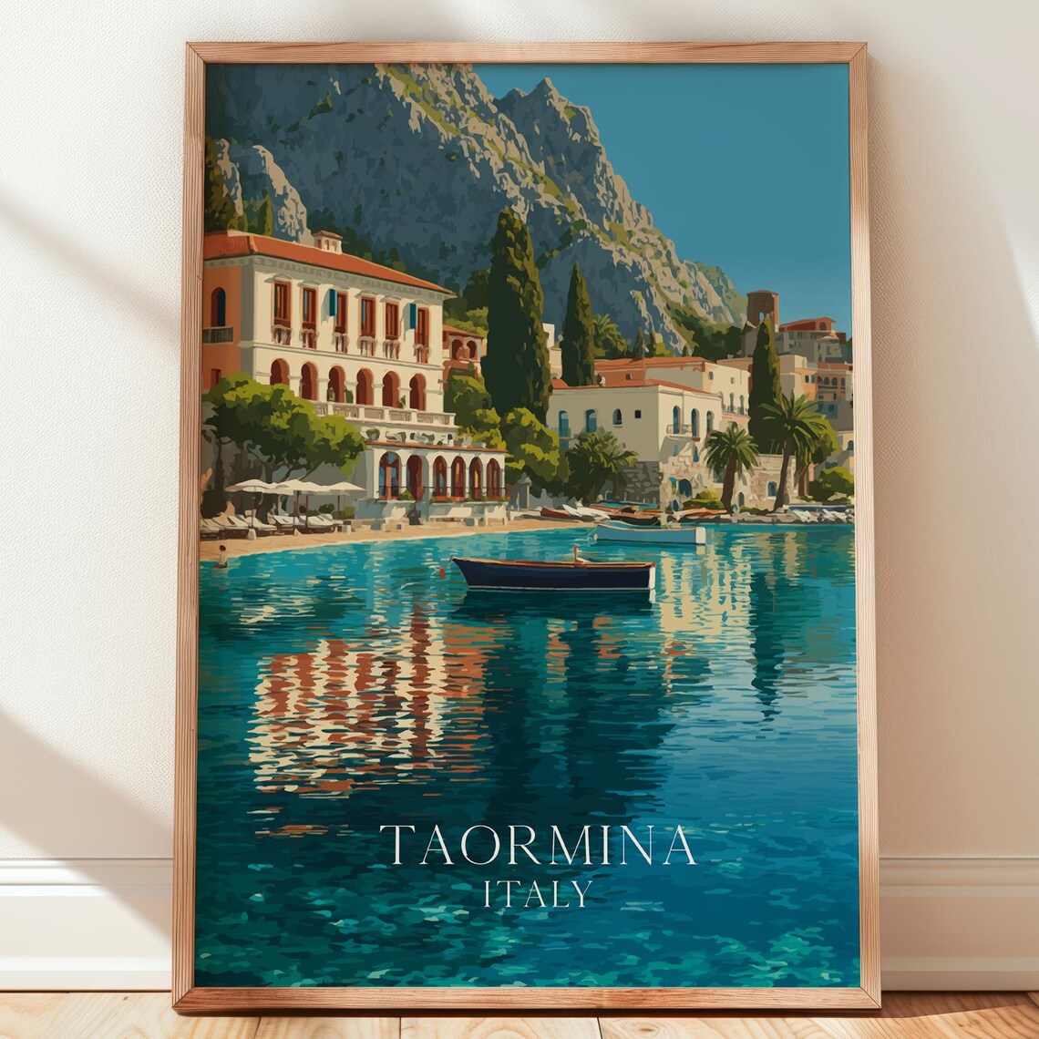 Taormina Sicily Vintage Travel Poster, Italy Coast