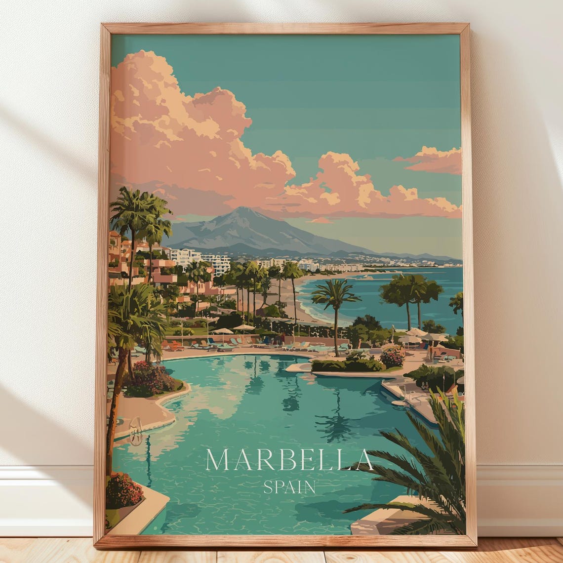 Marbella Spain Costa del Sol Beachfront Resort Travel Art Poster