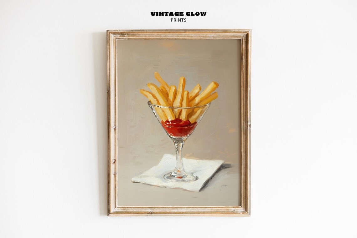 French Fries In Glass Quirky Food And Cocktail Art Print