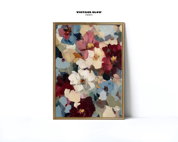 Moody Abstract Flower Garden Art Print, Floral Statement