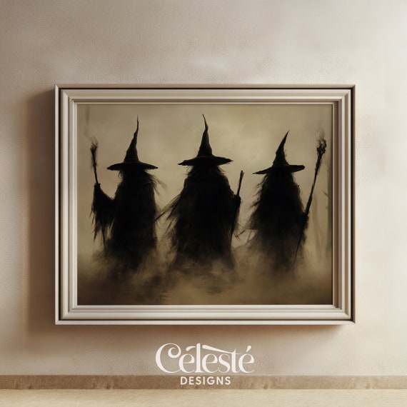 Witch Halloween Art Print Rustic Witchcore Decor