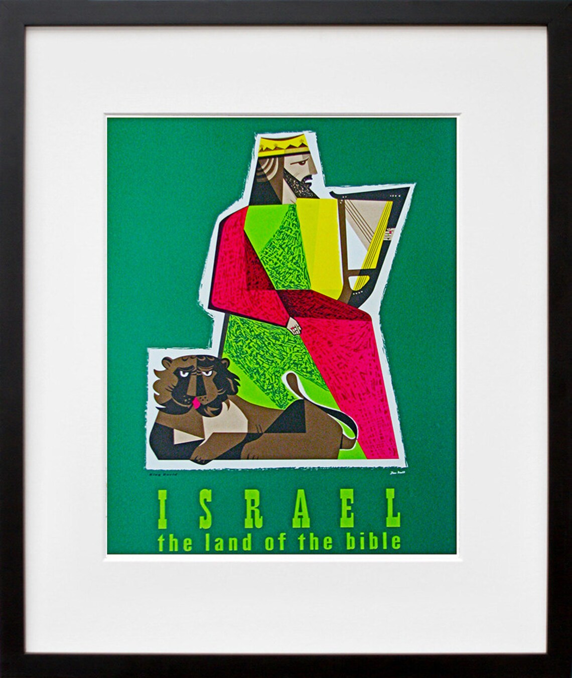 Israel The Land Of The Bible Vintage King David Lion Travel Poster