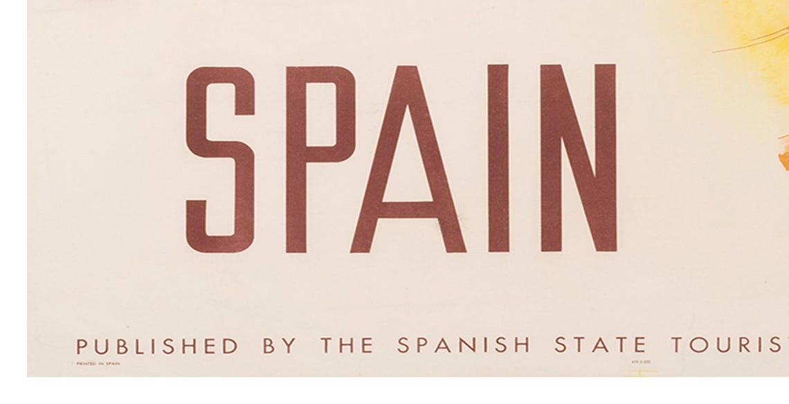 Spain Vintage Travel Poster with Geraniums and Coastal Village - Image 2