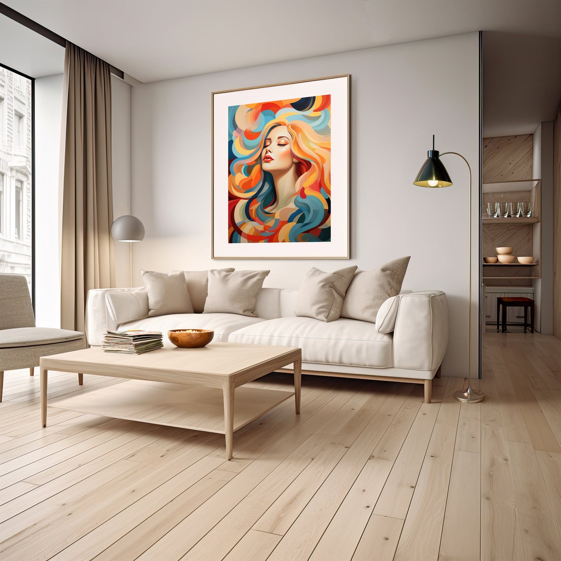 Serene Woman with Flowing Rainbow Hair Abstract Beauty Poster - Image 5
