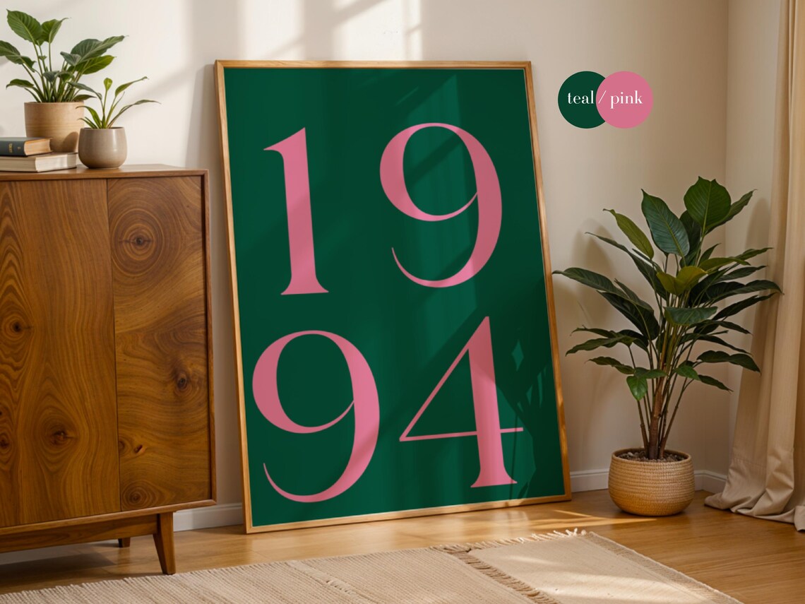 Retro 1994 Birth Year Number Personalized Blue Birthday Poster - Image 7