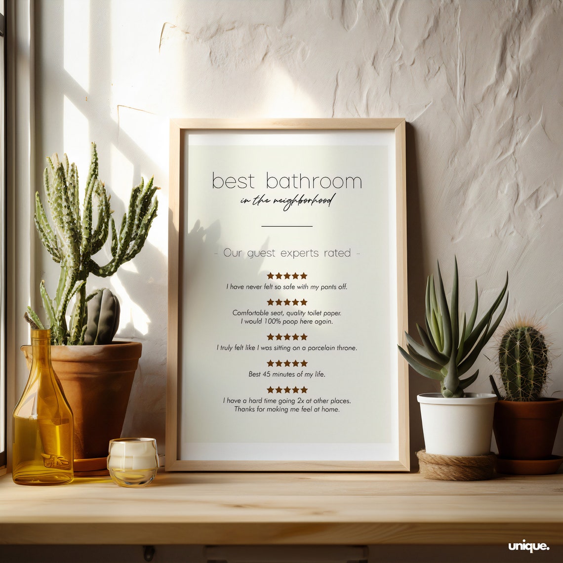 Funny Best Bathroom in the Neighborhood Five Star Review Poster - Image 2