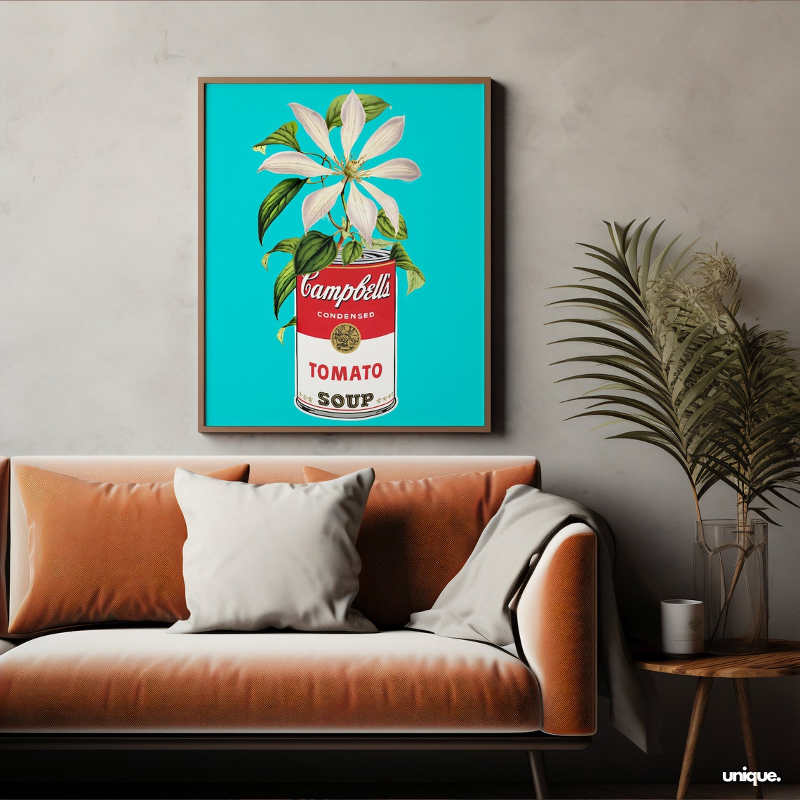 Campbell's Tomato Soup Can with White Lily Floral Art Poster - Image 2