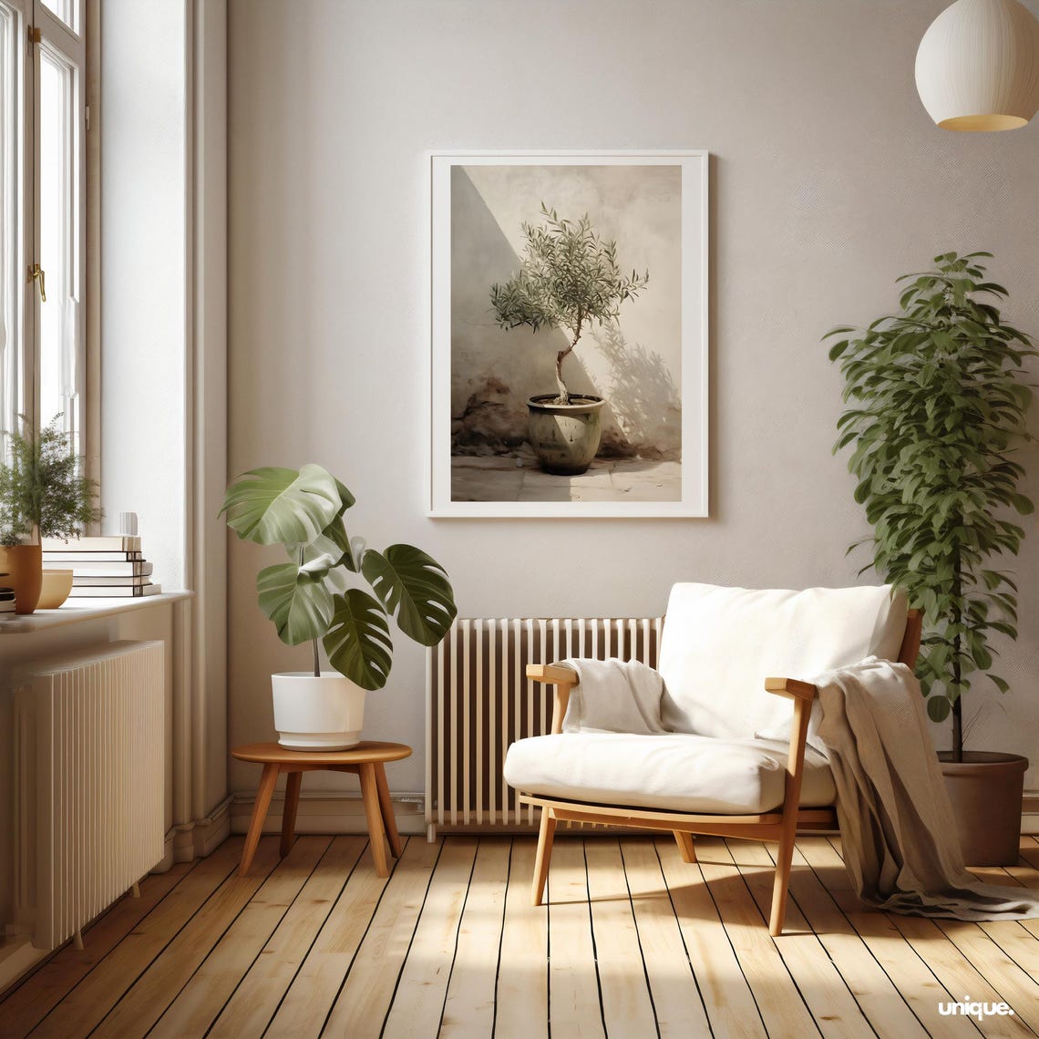 Potted Olive Tree Sunlit Mediterranean Whitewashed Fine Art Poster
