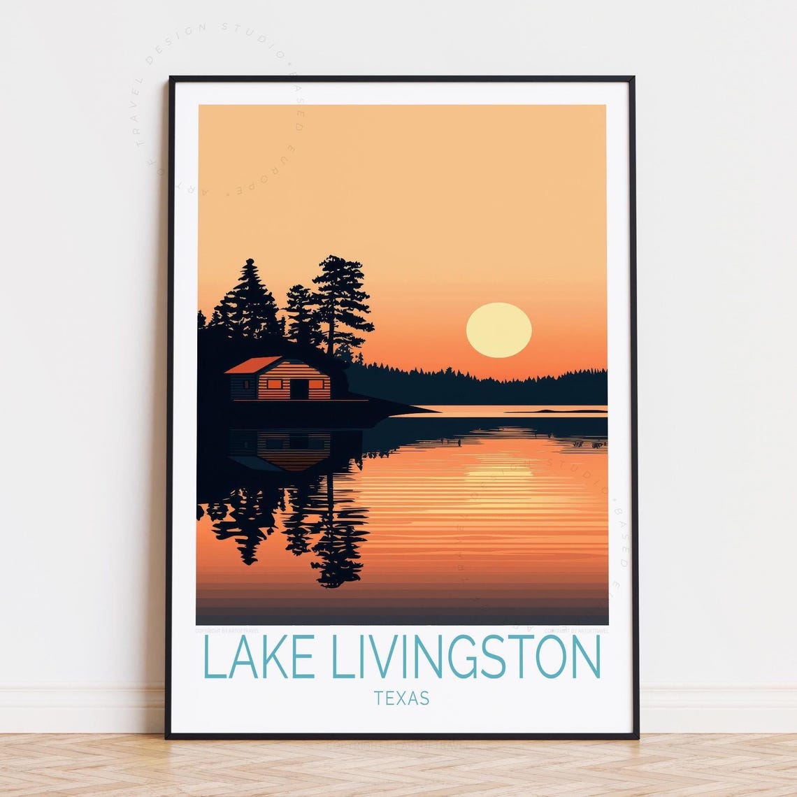 Lake Livingston Texas Lakefront Cabin Golden Sunset Reflection Poster