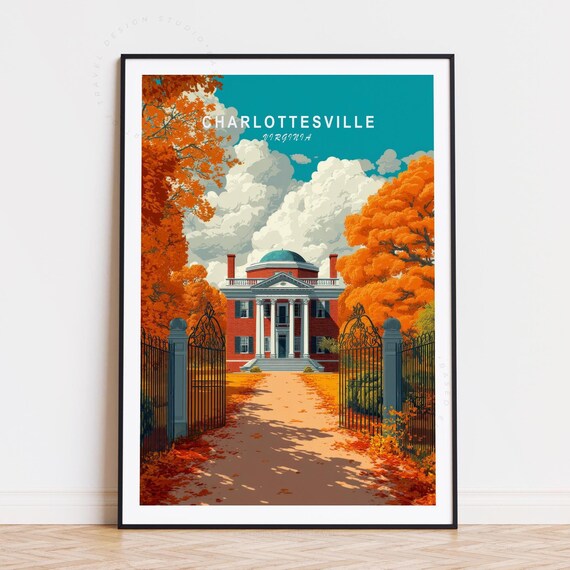 Charlottesville Virginia Monticello Fall Colors Gate Scene Poster