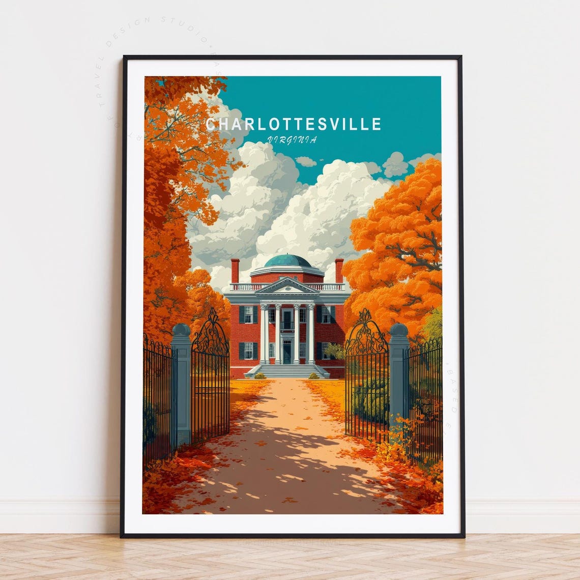 Charlottesville Virginia Monticello Fall Colors Gate Scene Poster