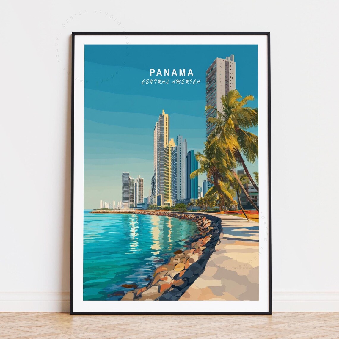 Panama Central America City Beach Skyline Travel Poster Gift