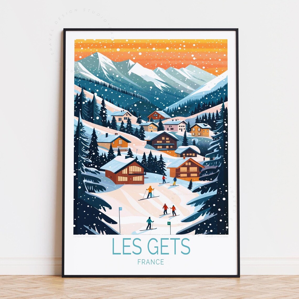 Les Gets France Snowy Peaks and Ski Village Travel Poster Gift