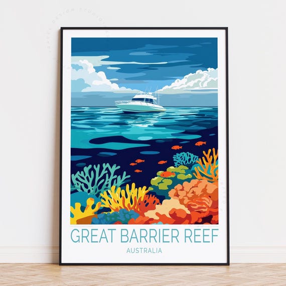 Great Barrier Reef Travel Poster Australia Wall Art Print Home Decor Birthday Gifts Custom
