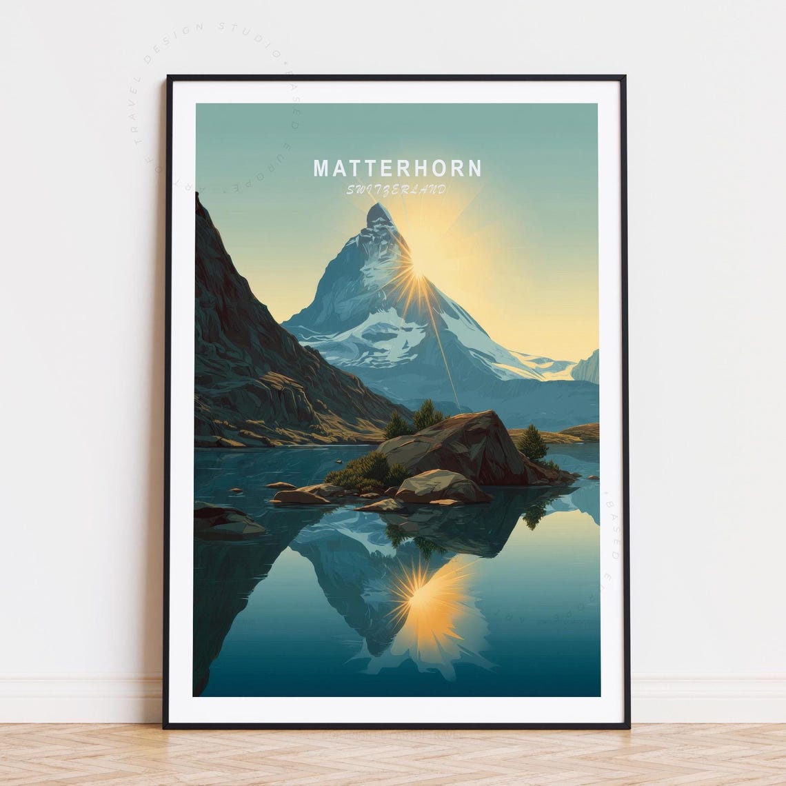 Matterhorn Switzerland Sunrise Over Alpine Lake Reflection Poster