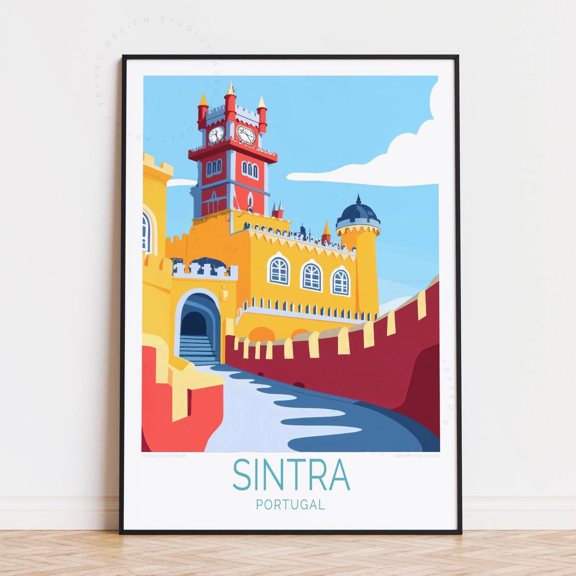 Sintra Portugal Pena Palace Colorful Castle Clock Tower Poster