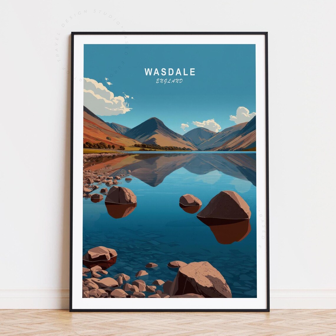 Wasdale England Wastwater Mirror Lake Fell View Retro Travel Poster