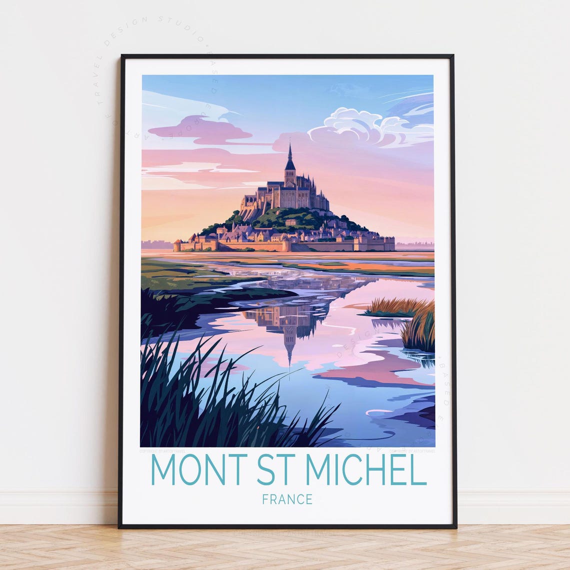 Mont St Michel France Sunset Abbey Island Tidal Reflection Poster