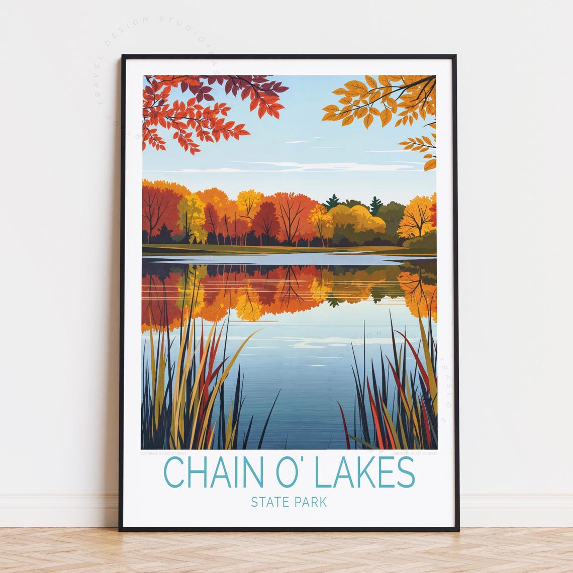 Chain O Lakes State Park Autumn Lake Reflection Nature Art Poster